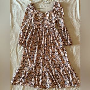 Fall floral midi dress, size small